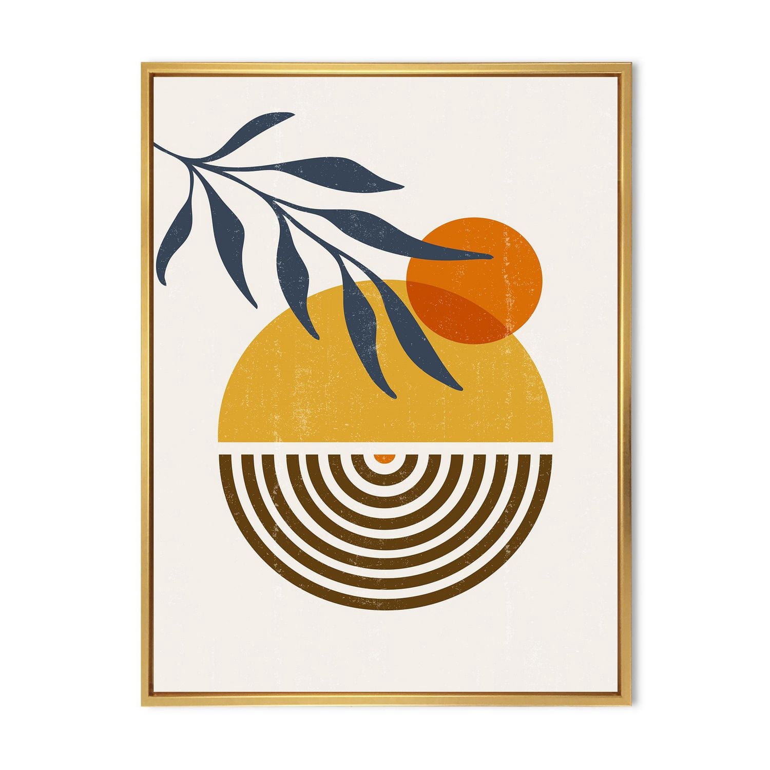 Designart Feuille minimaliste botanique avec des formes abstraites IV ART MURAL À CADRE FLOTTÉ