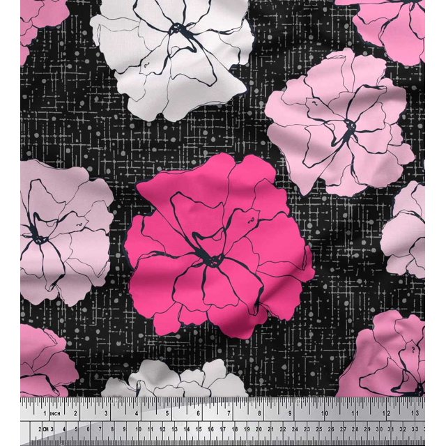 Soimoi Rayon Fabric Carnation Floral Print Sewing Fabric Yard 42 Inch Wide