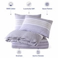 thumbnail image 4 of Swift Home 100% Cotton Yarn-Dyed Stripe Gauze Duvet Cover Set, Textured, Twin, Purple, 4 of 8