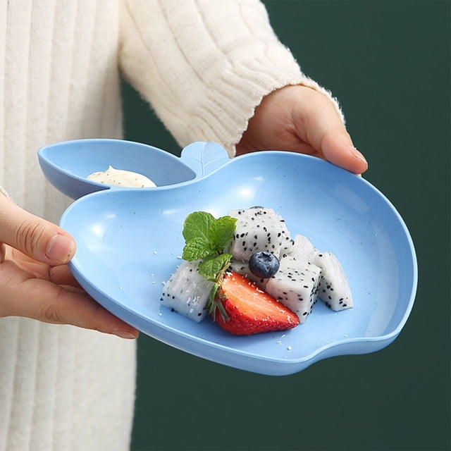 pstuiky Wheat Straw Plates 1-Piece Set with Vinegar Dish Creative Design for Fruit, Snacks, Dumplings Reusable & Dishwasher Safe Kitchen & Dining Tableware
