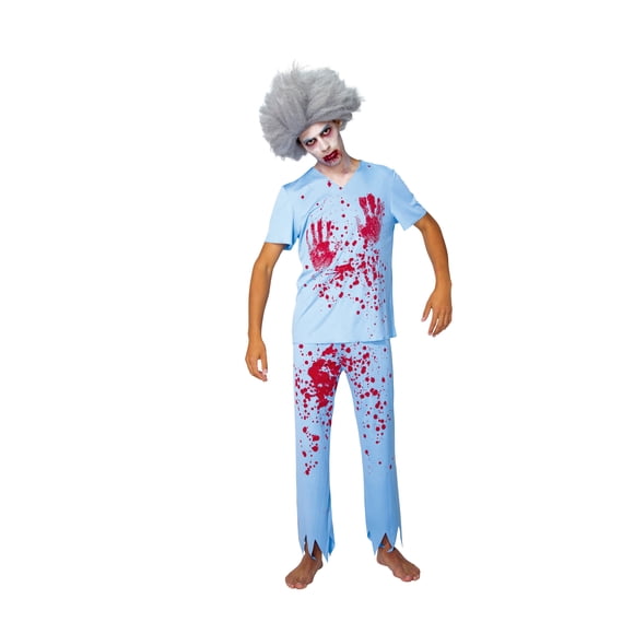 Partyholic costume effrayant de patient zombie hanté pour hommes, taille moyenne