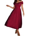 thumbnail image 5 of B91xZ Tenues d'Été pour Femmes Robe Maxi Élastique Taille Haute pour Invité de Mariage Soirée, RD1 L, 5 of 5