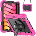 thumbnail image 2 of Case for iPad Mini 7 A17 Pro 2024/Mini 6 2021 8.3 Inch 7th/6th Gen with Screen Protector, 360 Degree Rotating Kickstand Hand Strap Shockproof Cover with Shoulder Strap, Rose, 2 of 7