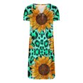thumbnail image 4 of Pisexur Robe d'Été pour Femmes 2023 à Col en V à Manches Courtes Florale Décontractée de Plage Robes Imprimé Tournesol une Robe Midi en Lin, 4 of 5