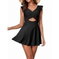 thumbnail image 2 of Women'S Swimsuit Ruffle Cutout Swimdress Tummy Control V Neck Wrap Swimwear Black XXL, 2 of 10