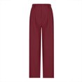 thumbnail image 5 of VEKDONE Pantalon Long en Lin pour Femmes Bourgogne P, 5 of 5