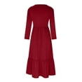 thumbnail image 4 of Yuyuzo Robes d'Automne pour Femmes à Manches Longues, Col Ras du Cou, Froncées, à Volants, Fluides, Confortables, Basiques, Robe Maxi, Couleur Unie, 4 of 4