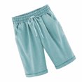 thumbnail image 3 of maytalsory Short Pants Elastic Waistband Loose Shorts Woman Summer Outfits, Light Green, M, 3 of 5
