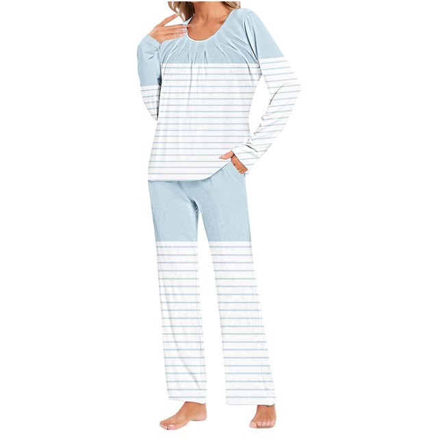 Rbaofujie Pyjama d'Automne pour Femmes Ensemble de Pyjama Décontracté à Imprimé Dégradé Haut et Pantalon pour Dames Ensemble de Pyjama pour Femmes