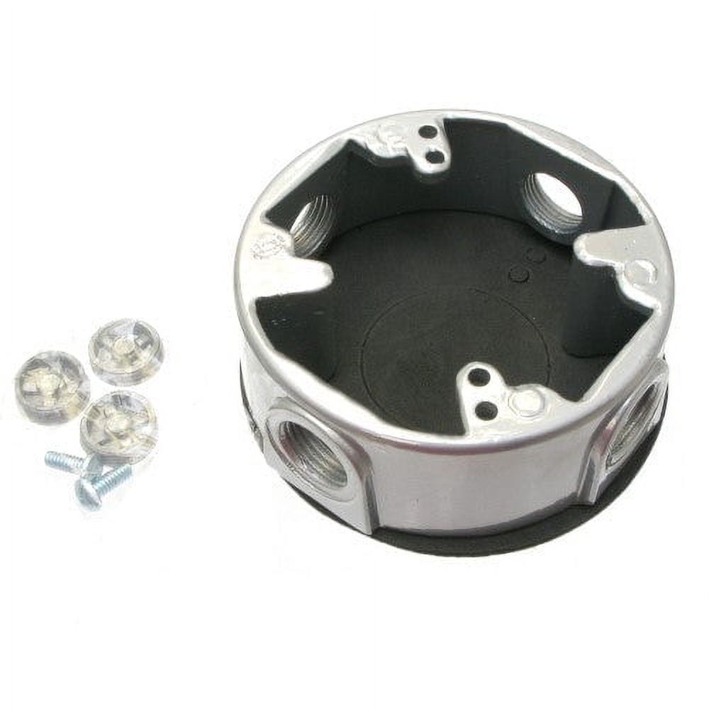 EX-5 Gris - Boîte Électrique 4 Pouces Ronde WP 1.5 Po Profond 4 O/LET avec Trou 0.5 Po