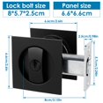 thumbnail image 2 of Bed/Bath Pocket Door Lock and Pull Contemporary Entry Square Privacy Door Lock Recessed 2 Sided Invisible Sliding Door Locks Hardware for 1 3/8 Inch to 15/16 Inch Thickness Door Black, 2 of 8