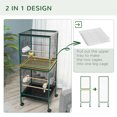 thumbnail image 4 of PawHut 2 In 1 Bird Cage Aviary with Wheels, Wood Perch, Green, 4 of 10