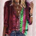 thumbnail image 2 of Birdeem Fashion Womens Loose Tie-Dye Print V-Neck Long Sleeve Buttons Shirt Blouse Tops, 2 of 5