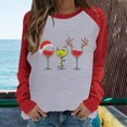 thumbnail image 2 of HKEJIAOI Haut à Manches Longues pour Femmes à Col Rond avec Imprimé de Verre de Vin de Noël, Coupe Décontractée, Joyeux Noël, 2 of 6