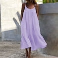 thumbnail image 1 of zanvin Robes boho pour Femmes, Robe Maxi d'Été pour Femmes Décontractée boho Sans Manches à Bretelles Spaghetti, Smockée, à Étages, Longue, de Plage, Soleil, pour Invitée de Mariage, Violet, 1 of 4
