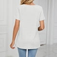 thumbnail image 4 of Timegard Hauts pour Femmes Manches Courtes Col en V Froncé Blouse Confortable Tunique Décontractée à Porter avec des Leggings, 4 of 6