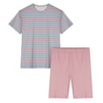 thumbnail image 4 of Ensembles de Pyjama pour Femmes, Ensemble de Pyjama pour Femmes à Manches Courtes Unies avec Haut à Laitue et Short, Cadeaux pour Femmes, P, 4 of 5