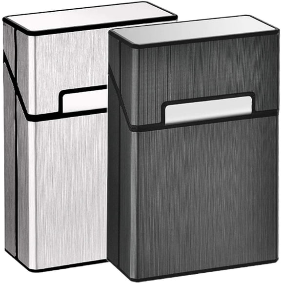 Étui à Cigarettes Format King en Aluminium pour Cigarettes Entières, 20 Pcs, Anti-Collision, Anti-Éclaboussures et Résistant aux Rayures, Lot de 2