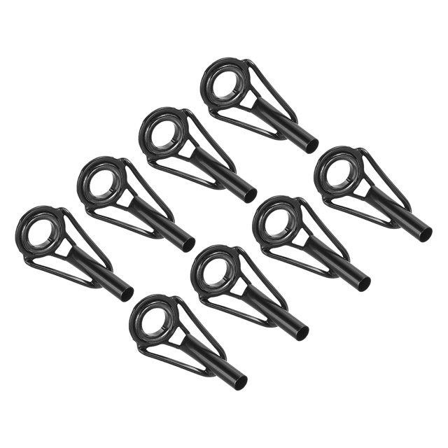 Unique Bargains Kit de Réparation d'Embout de Canne à Pêche en Acier Inoxydable 2,8 mm, Guide d'Anneau de Perche, Remplacement, Noir, Lot de 8