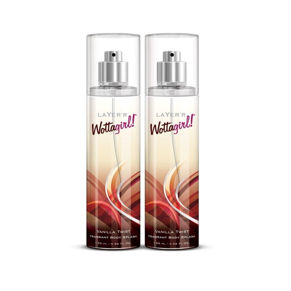 Layer'r Wottagirl Vanille Torsadée Combo Éclat Corporel Parfumé pour Femmes - 2 X 135 ml / Fragrance Féminine - Fragrance Liquide Longue Tenue / Idéal pour un Usage Quotidien / 2 X 4,5 Fl Oz