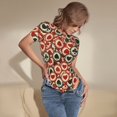 thumbnail image 3 of Daiia Combinaison à Manches Courtes Col Rond Imprimé Puces de Poker pour Femmes Mode Tops Ajustés Basiques Extensibles - Grand, 3 of 7