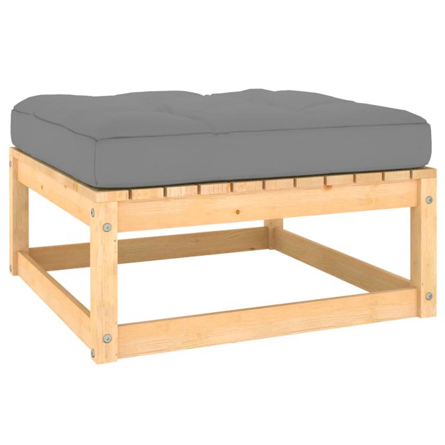 vidaXL Garden Footstool with Cushion Solid Wood Pine