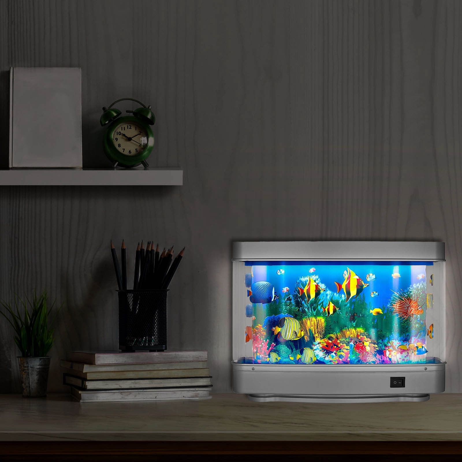 Vaidha Fish Lamp Decor Fake Fish Tank Mini Aquarium Artificial Fish Tank With Moving Fish Sensory Lamp