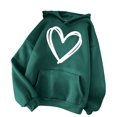 thumbnail image 4 of DPTALR Women's Comfortable Sweater Heart Pattern Printed Women's Hooded Pocket Drawstring Sweater, 4 of 4