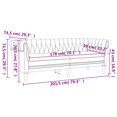 thumbnail image 2 of vidaXL Chesterfield Sofa 3-Seater Dark Grey Fabric, 2 of 5
