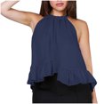 thumbnail image 2 of Weiqiqre Women's Clothing Adjustable Tie Neckline Ruffle Hem Sleeveless Flowy Halter Tops, 2 of 7
