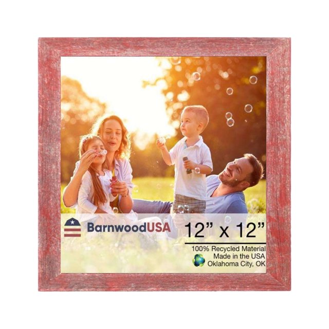 12” x 12” Rustic Farmhouse Red Wood Frame