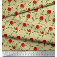 thumbnail image 2 of Tissu Popeline de Coton Pomme Feuilles & Fraises Tissu Imprimé 1 Yard 42 Inch Wide, 2 of 3