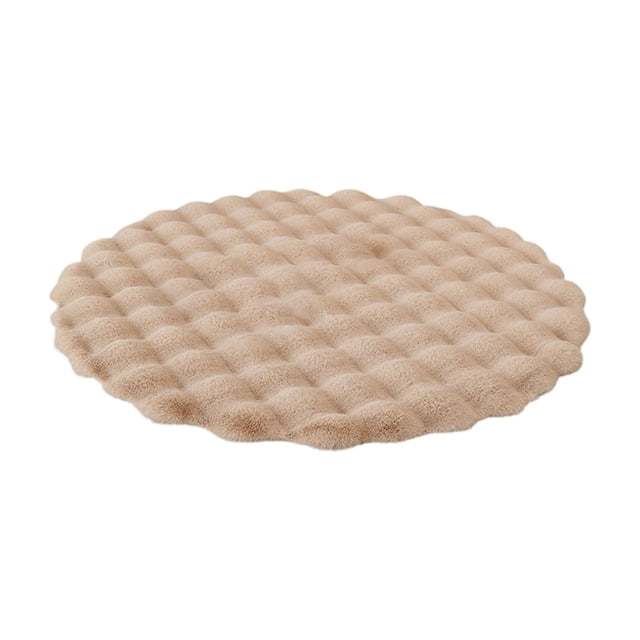 Khaki Earth-Tone Round Rug With Textured Pattern Durable Construction For Entryways #62KbT