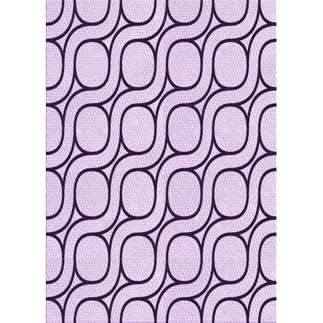 Ahgly Company Machine Washable Indoor Rectangle Transitional Purple Flower Purple Area Rugs, 7' x 10'