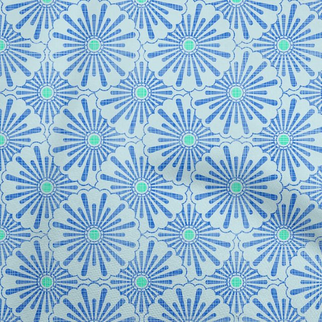 oneOone Polyester Spandex Light Blue Fabric Asian Ornamental Craft Projects Decor Fabric Printed By The Yard 56 Inch Wide