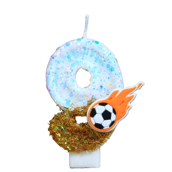 Football Party Supplies, Soccer Fan Candle, Flaming Soccer Ball Number Candle, White Glitter Number Candle With Flaming Soccer Ball, Sports Themed Birthday Cake Topper, Soccer C Number 9