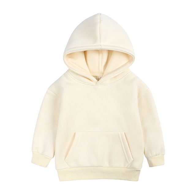 FAOWME Sweat à Capuche pour Garçons et Filles, Couleur Unie, Beige 2-3 Ans