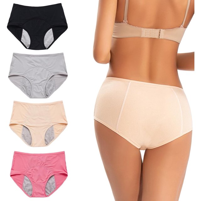 HSHDLDF Culottes Anti-Fuites Everdries pour Plus de 60 Ans sous-Vêtements Everdries Anti-Fuites pour Femmes Incontinence (4 Pcs L)
