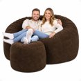 thumbnail image 1 of Ultimate Sack 6000 6-Foot Bean Bag Chair with Footstool Set, Brown Suede Cover, 1 of 6