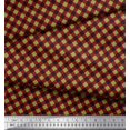 thumbnail image 2 of Soimoi Green Moss Georgette Fabric Diagonal Check Decor Fabric Printed Yard 42 Inch Wide, 2 of 5