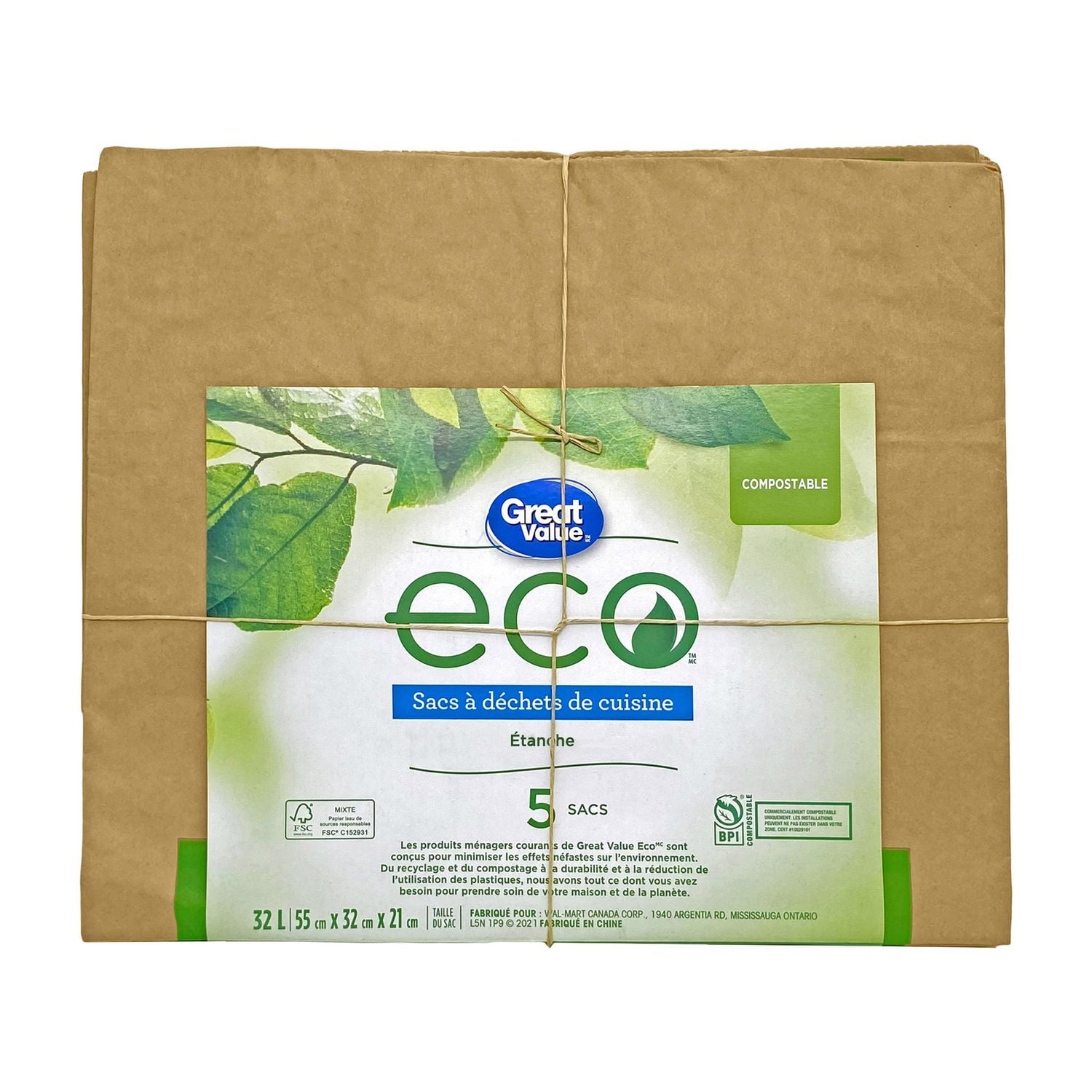 Great Value Leak Resistant Food Waste Bags, 32L , 5bags