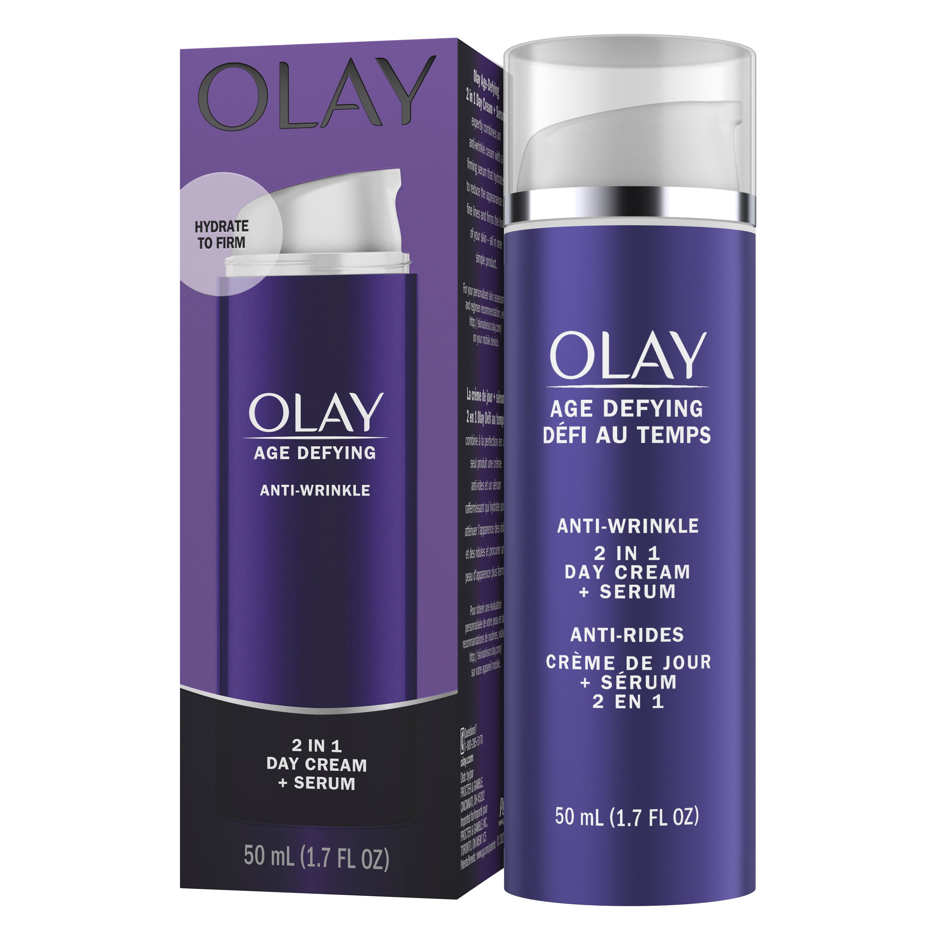 Olay Age Defying 2-in-1 Anti-Wrinkle Day Cream + Serum - Walmart.ca