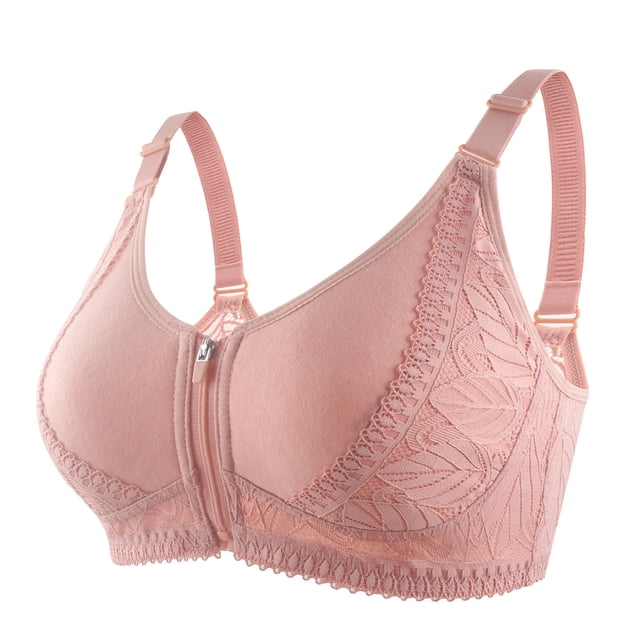 Timegard Bras for Women No Underwire Front Closure Zipper Lace Bras Comfort Full Coverage Everyday Bra