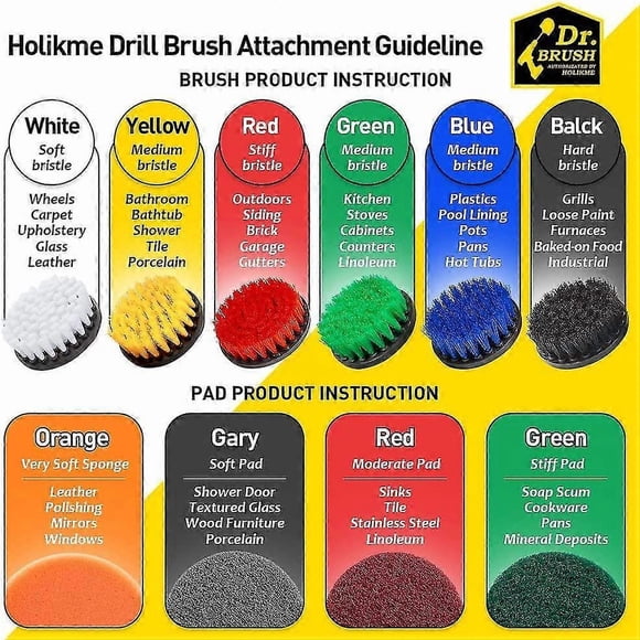 4pack drill brush power scrubber cleaning brush extended long attachment set all purpose drill scrub brushes kit for grout, floor, tub, shower, tile