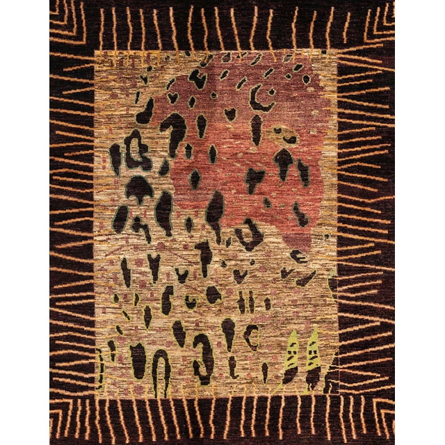 Ahgly Company Tapis d'Intérieur Rectangulaire Abstrait Rouge à Motif Animal, 2 Pieds x 3 Pieds