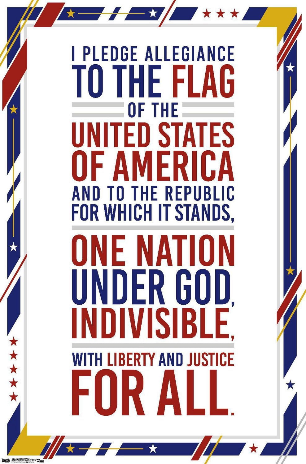 The United States Of America - Pledge Of Allegiance Wall Poster, 22.375" x 34"