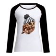 thumbnail image 2 of Black Sweater women Owl Print Stitching Contrast Color Top Sweater Long Sleeves, 2 of 5