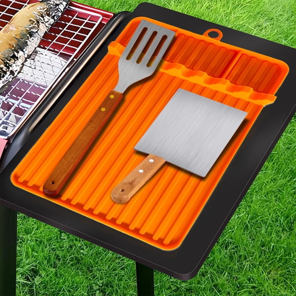 Vaidha Silica Gel Frying Pan Tool Mat Large Silica Gel Spatula Mat With Drip Pad Grill Utensil For Kitchen Cooking And Countertops Accessories For