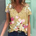 thumbnail image 1 of Hauts d'Été Grande Taille pour Femmes Tendance Femmes Blouse Imprimée d'Été T-Shirts Décontractés à Col en V Manches Courtes T-Shirts Hauts T-Shirt à Col en V Femmes en Liquidation, 1 of 5