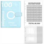 100 Enveloppe le défi d'économie d'argent, 100 Enveloppe Challenge Binder, Binder d'économie d'argent, Livre budgétaire (Blue),1 * Kit Binder d'économie d'argent défi, Bleu